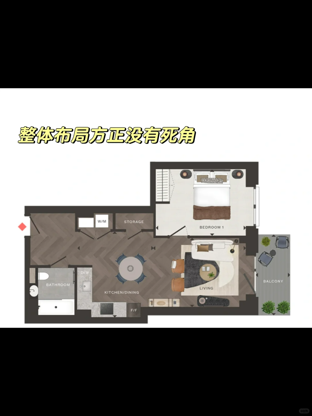 伦敦·汇璟湾 Queens Cross 一房一卫 户型图