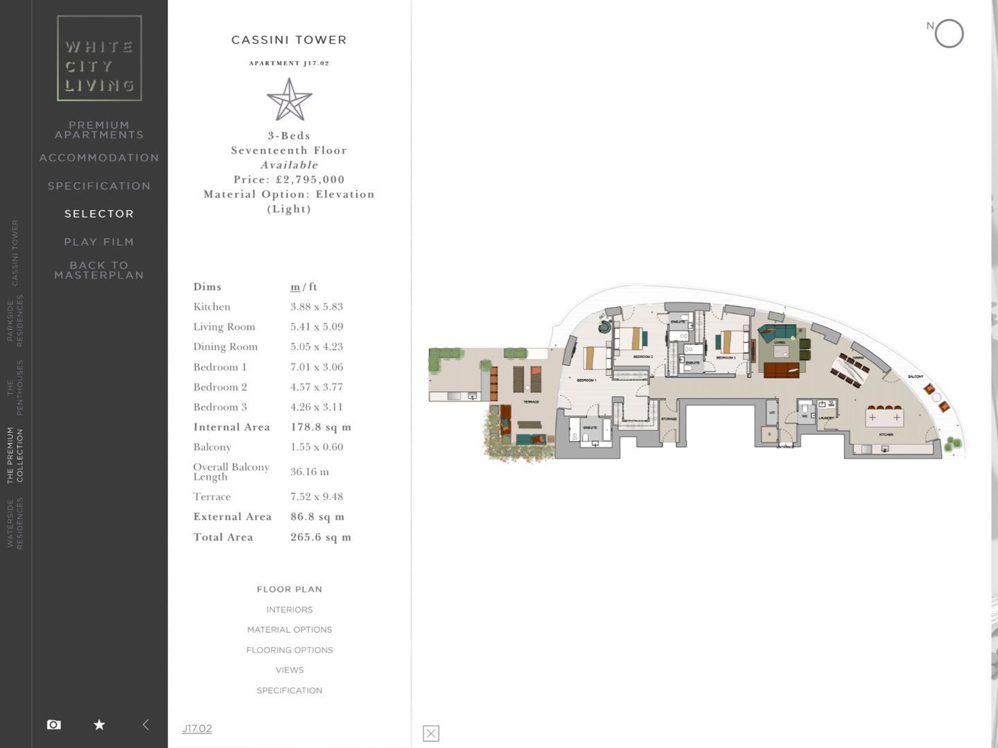 伦敦·柏郦 White City Living 三房三卫 W12 7RG 户型图